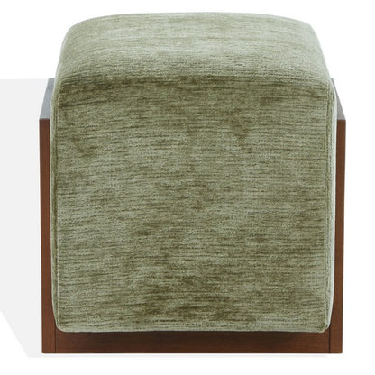 Candia Chenille and Wood Ottoman