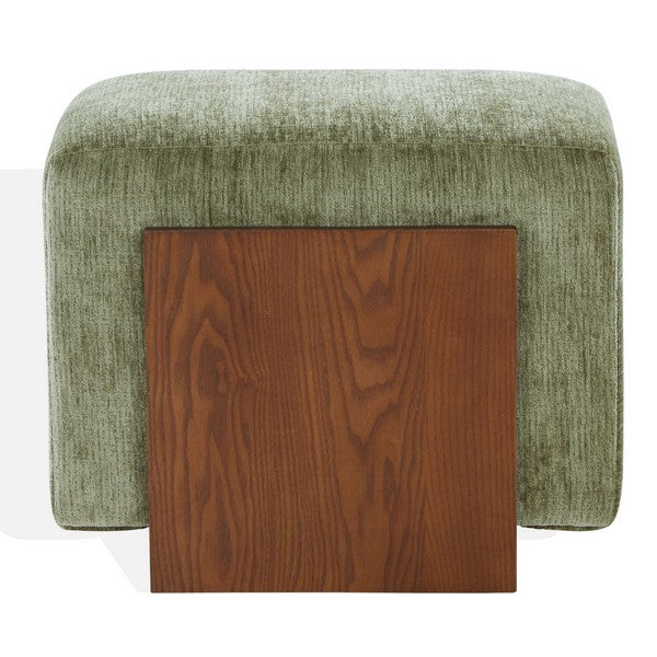Candia Chenille and Wood Ottoman