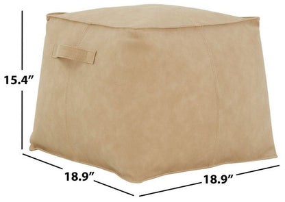 Graie Vegan Leather Pouf - Camel