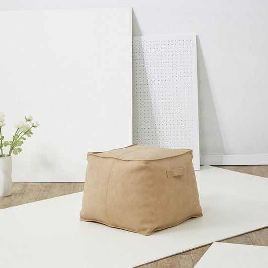 Graie Vegan Leather Pouf - Camel