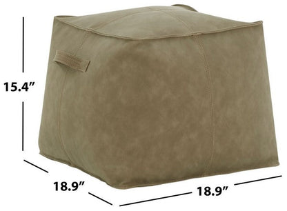 Graie Vegan Leather Pouf - Brown