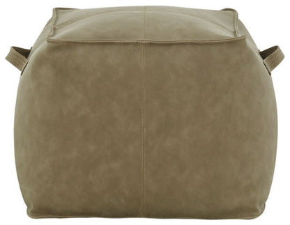 Graie Vegan Leather Pouf - Brown