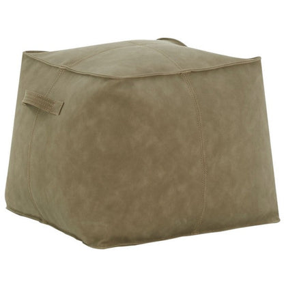 Graie Vegan Leather Pouf - Brown