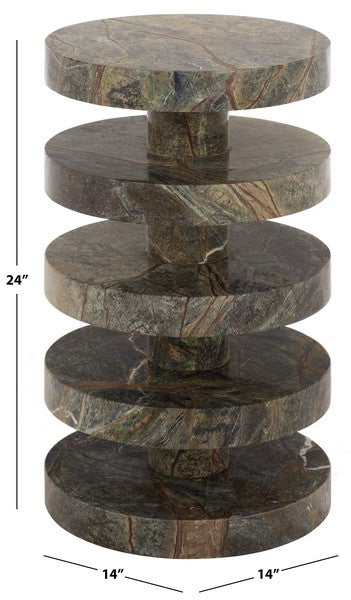 Lesa 24 in. Round Marble Accent Table - Green