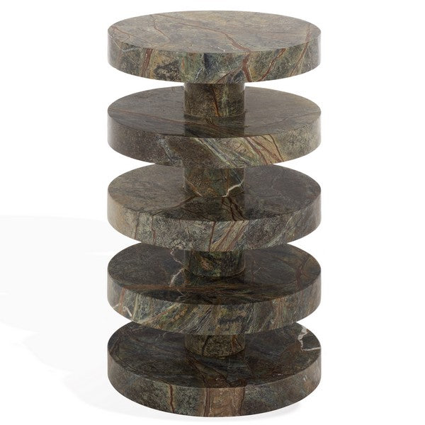 Lesa 24 in. Round Marble Accent Table - Green
