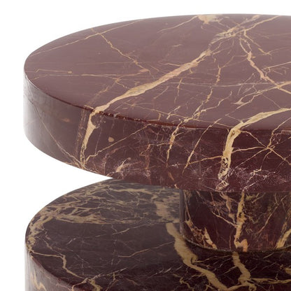 Lesa 24 in. Round Marble Accent Table - Red