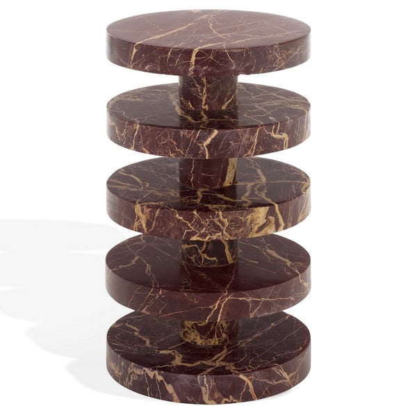 Lesa 24 in. Round Marble Accent Table - Red