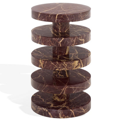Lesa 24 in. Round Marble Accent Table - Red