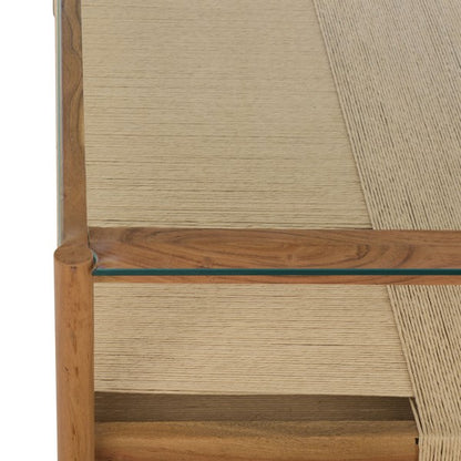 Como 47 in. Acacia Wood and Glass Top Coffee Table