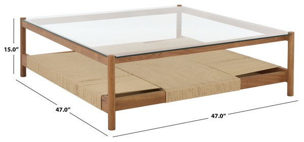 Como 47 in. Acacia Wood and Glass Top Coffee Table
