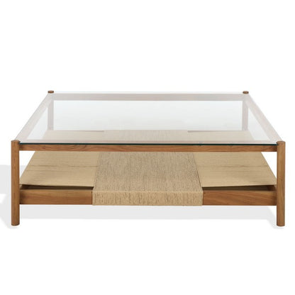 Como 47 in. Acacia Wood and Glass Top Coffee Table