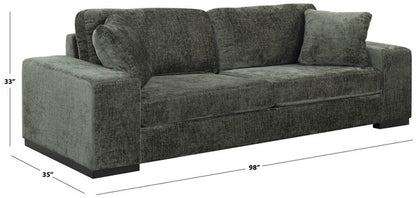 Gerola 98 in. Chenille Sofa - Dark Green