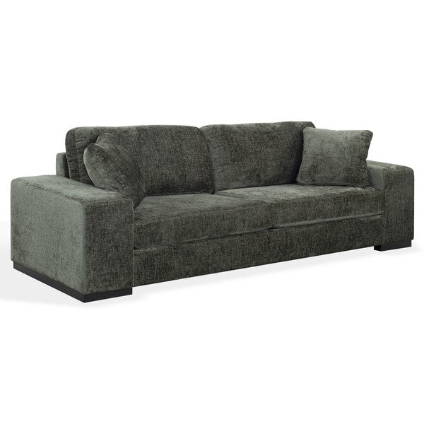 Gerola 98 in. Chenille Sofa - Dark Green