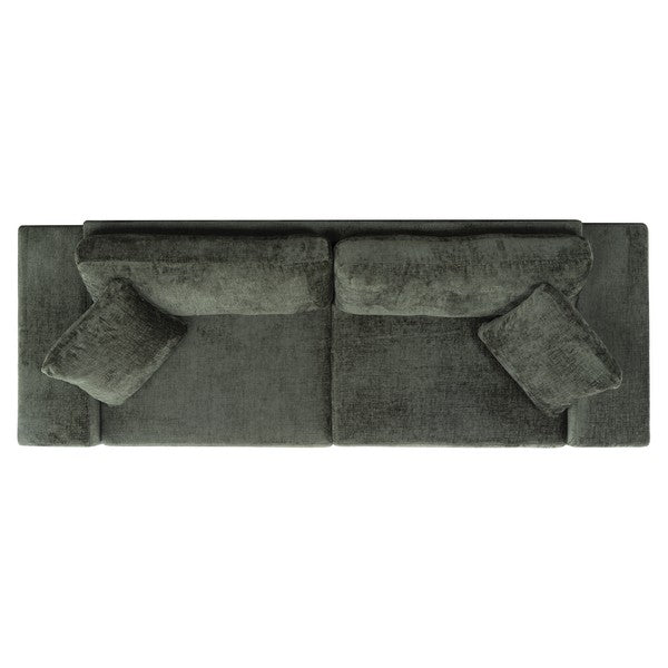 Gerola 98 in. Chenille Sofa - Dark Green