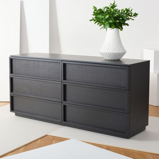 Cella 63 in. Rustic Oak Veneer Dresser - Black