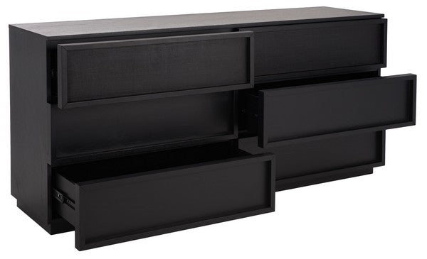 Cella 63 in. Rustic Oak Veneer Dresser - Black