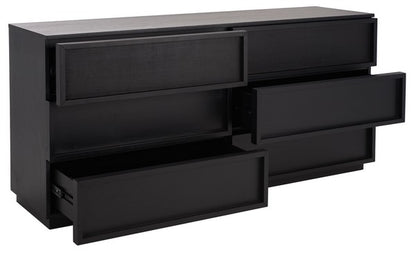 Cella 63 in. Rustic Oak Veneer Dresser - Black