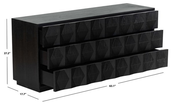 Tiglio 63 in. Oak Veneer Dresser - Black