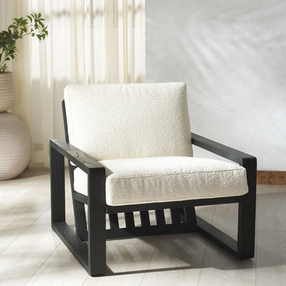 Pesche Boucle Wooden Frame Accent Chair