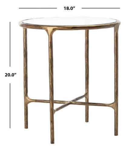 Torinese 20 in. Round Glass Top Accent Table - Brass