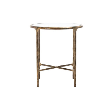 Torinese 20 in. Round Glass Top Accent Table - Brass