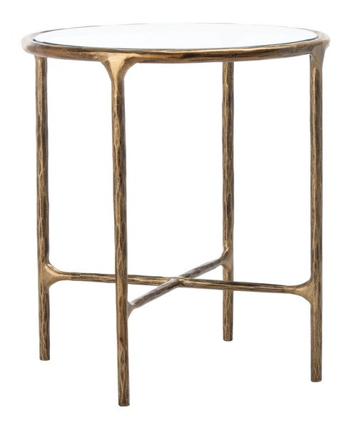 Torinese 20 in. Round Glass Top Accent Table - Brass