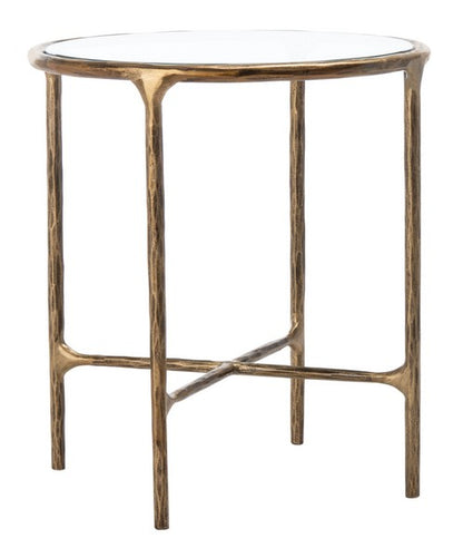 Torinese 20 in. Round Glass Top Accent Table - Brass