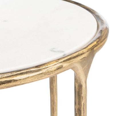 Torinese 20 in. Round Marble Top Accent Table - Brass