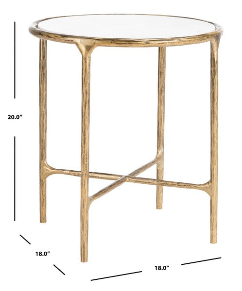 Torinese 20 in. Round Marble Top Accent Table - Brass