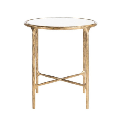 Torinese 20 in. Round Marble Top Accent Table - Brass
