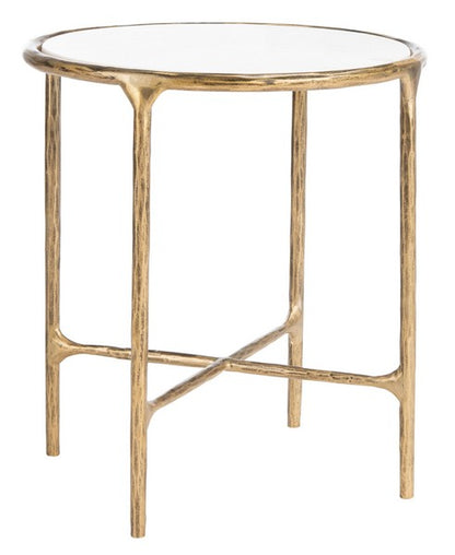Torinese 20 in. Round Marble Top Accent Table - Brass