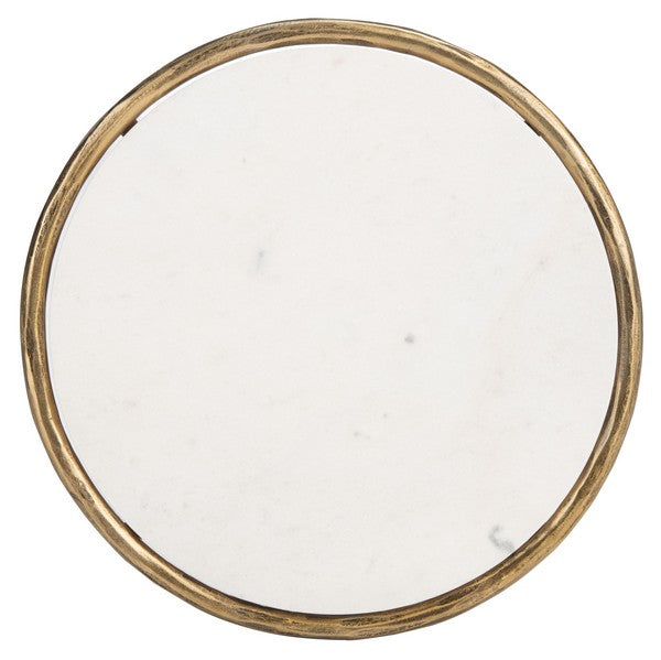 Torinese 20 in. Round Marble Top Accent Table - Brass