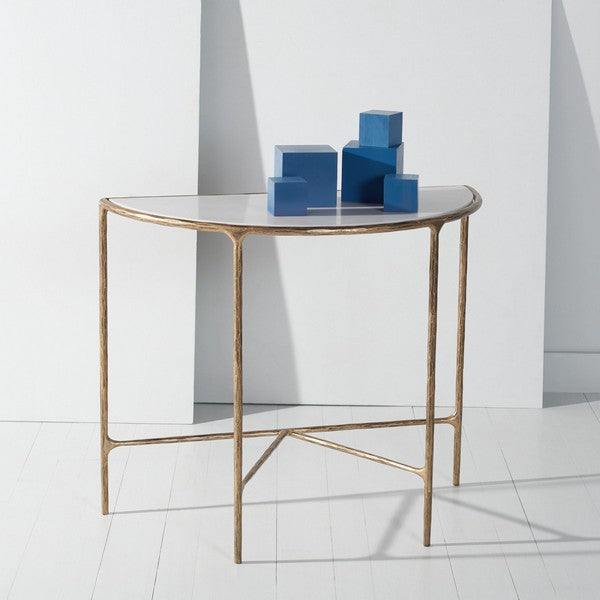 Inferiore 36 in. Demilune Marble Top Console Table - Brass