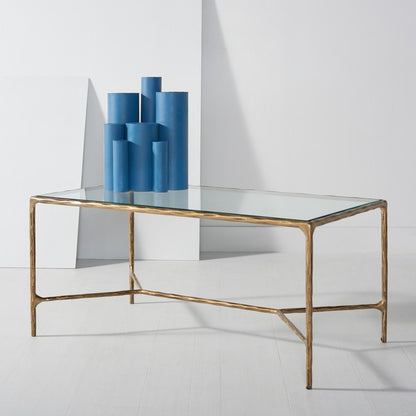Torinese 40 in. Glass Top Coffee Table - Brass