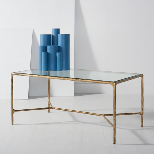 Torinese 40 in. Glass Top Coffee Table - Brass