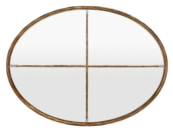 Torinese 40 in. Oval Glass Top Coffee Table - Brass