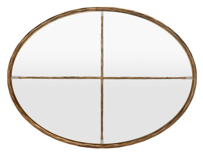 Torinese 40 in. Oval Glass Top Coffee Table - Brass