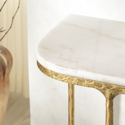 Polenta 42 in. Metal and Marble Console Table