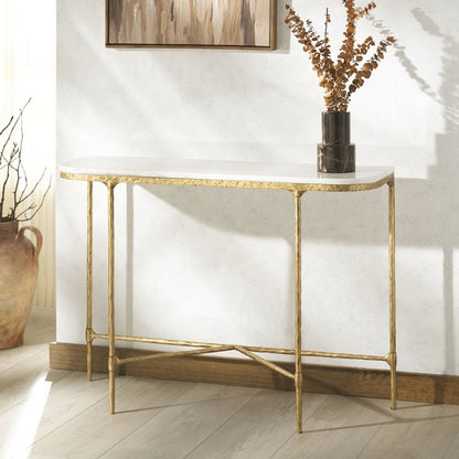 Polenta 42 in. Metal and Marble Console Table
