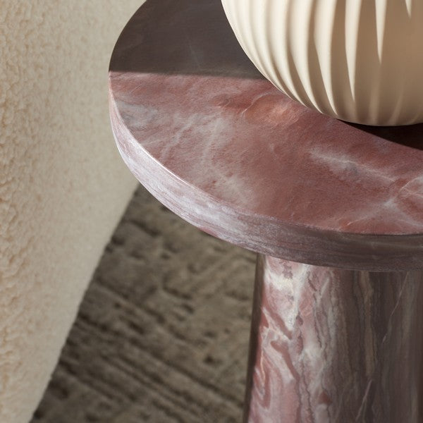 Orsomarso 18 in. Pink Marble Accent Table