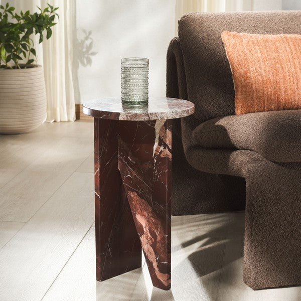 Roero 20 in. Marble Accent Table - Red