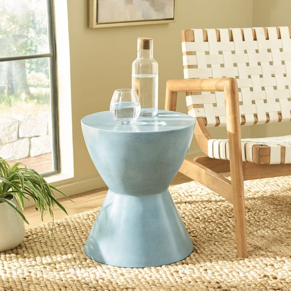 Genzano 18 in. Concrete Outdoor Accent Table - Blue