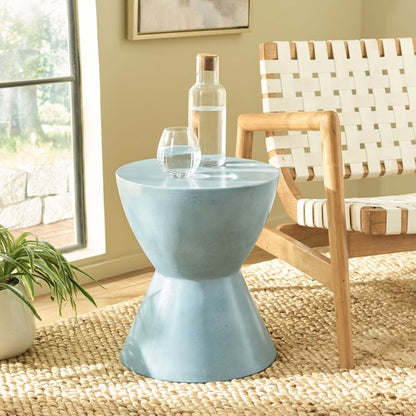 Genzano 18 in. Concrete Outdoor Accent Table - Blue