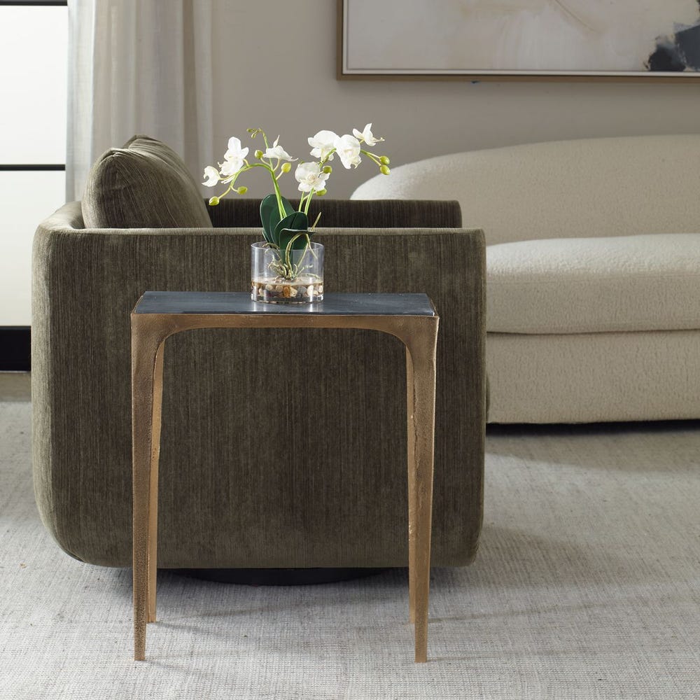 Venalzio 23 in. Marble Top Accent Table
