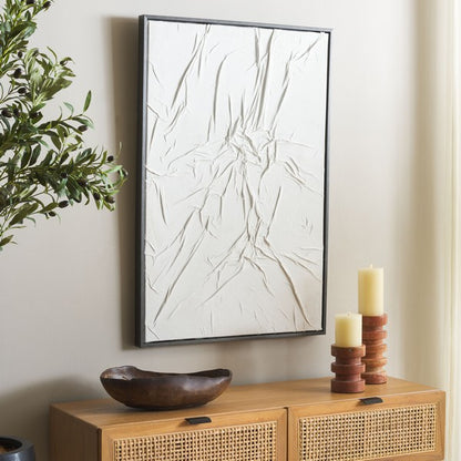 Textured White Abstract 36 in. Wall Art