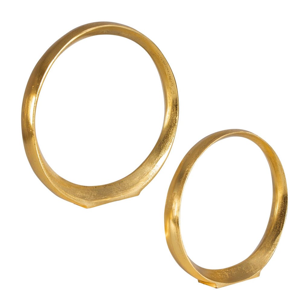 Marianne Gold Ring Sculptures - Set of 2