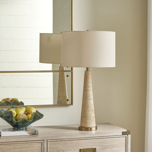 Belforte 32 in. Travertine Table Lamp