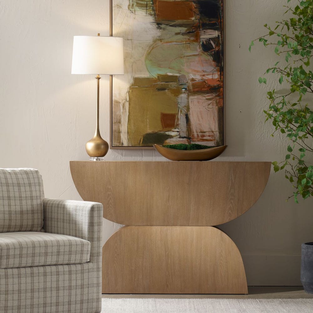 Laurein 52 in. Oak Veneer Console Table