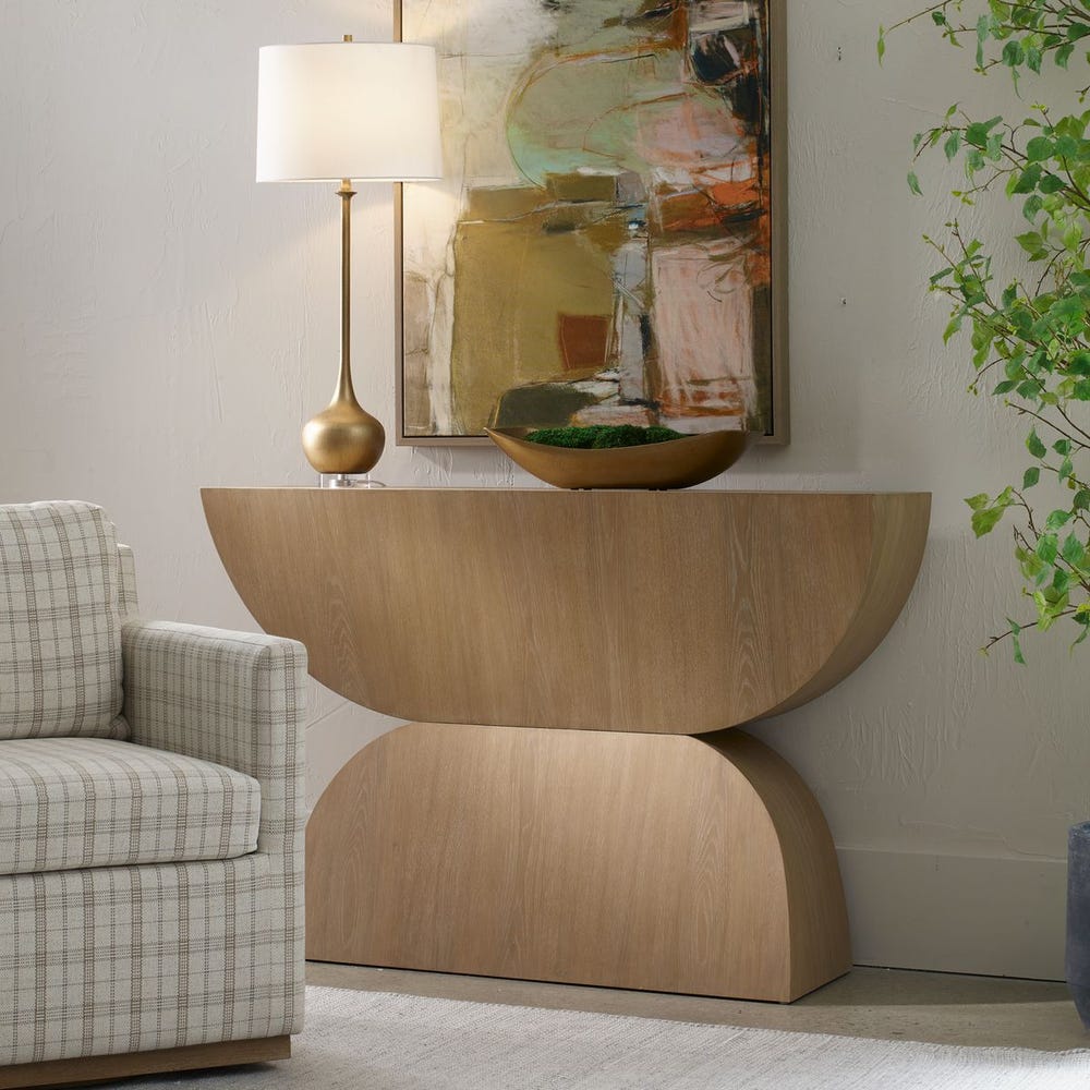 Laurein 52 in. Oak Veneer Console Table