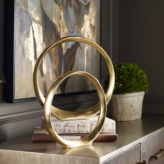 Marianne Gold Ring Sculptures - Set of 2